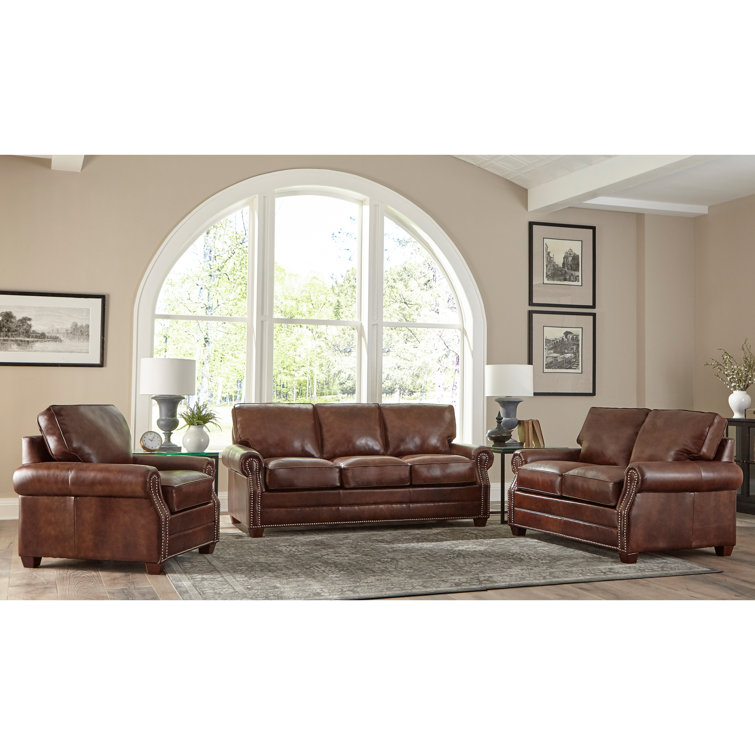 17 Stories Lyndsey Leather Sleeper Living Room Set Wayfair